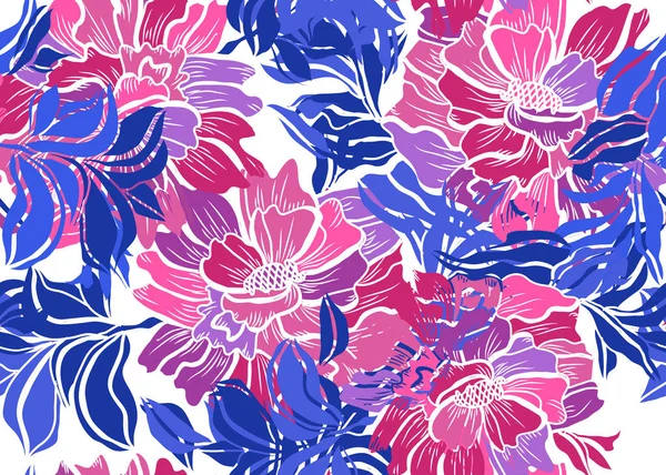 Élégant Motif Sans Couture Avec Des Fleurs Pivoine Des Éléments — Image vectorielle