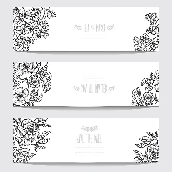 Tarjetas Elegantes Con Flores Decorativas Elementos Diseño Puede Utilizar Para — Archivo Imágenes Vectoriales