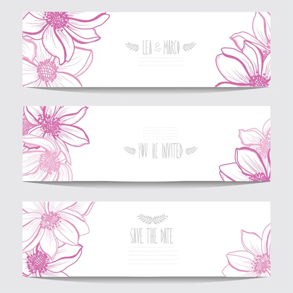 Elegante Kaarten Met Decoratieve Anemone Bloemen Designelementen Kan Worden Gebruikt — Stockvector