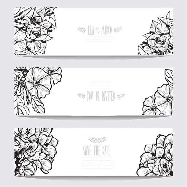 Elegante Kaarten Met Decoratieve Bloemen Designelementen Kan Worden Gebruikt Voor — Stockvector