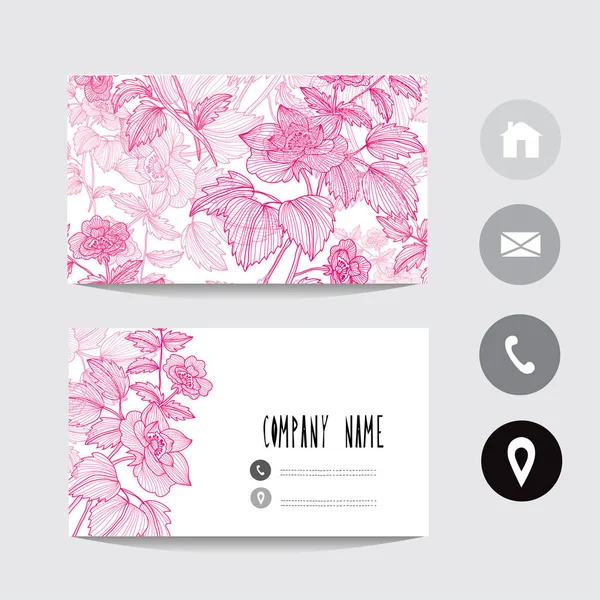 Modelo Cartão Visita Com Cão Rosa Flores Elemento Design Pode — Vetor de Stock