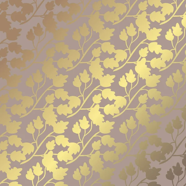 Elegantes Goldenes Muster Mit Handgezeichneten Dekorativen Blättern Designelementen Blumenmuster Für — Stockvektor