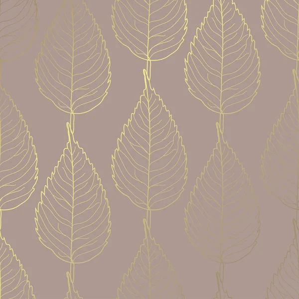 Κομψό Χρυσό Μοτίβο Χέρι Διακοσμητικά Φύλλα Σχεδιαστικά Στοιχεία Floral Μοτίβο — Διανυσματικό Αρχείο