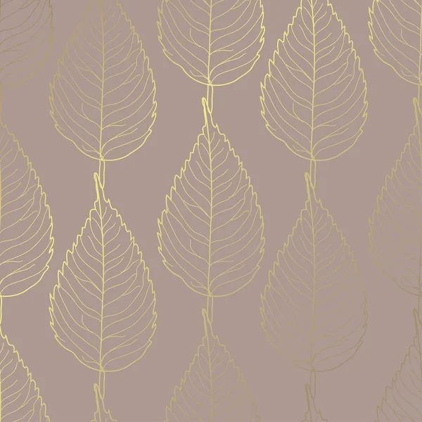 Padrão Dourado Elegante Com Mão Desenhada Folhas Decorativas Elementos Design —  Vetores de Stock