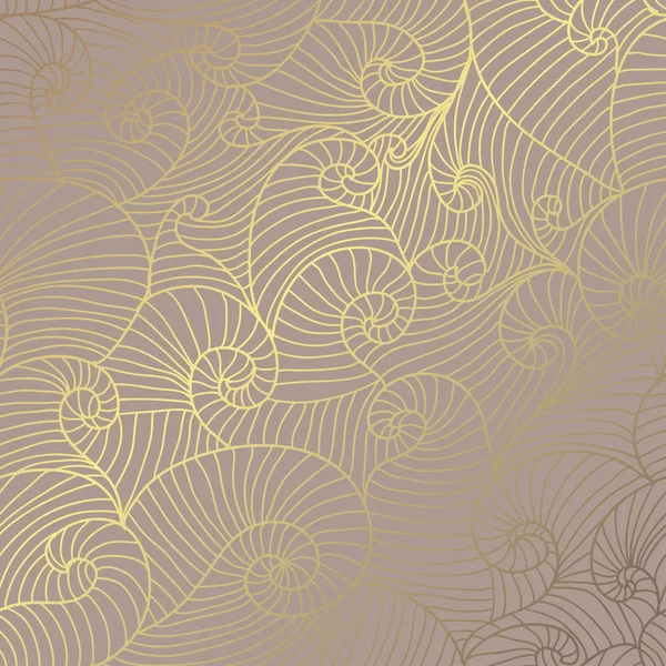 Элегантный Золотой Узор Нарисованными Вручную Декоративными Волнами Элементами Дизайна Цветочный — стоковый вектор