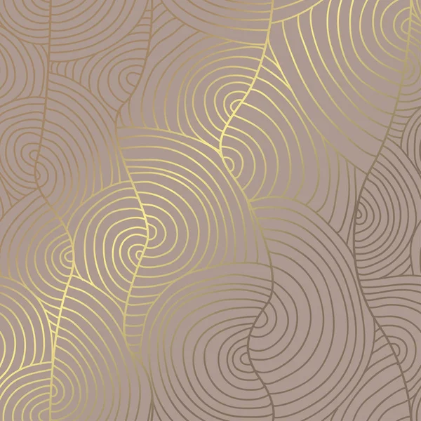 Elegantes Goldenes Muster Mit Handgezeichneten Dekorativen Wellen Designelemente Blumenmuster Für — Stockvektor