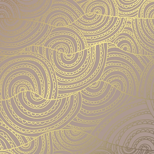 Tyylikäs Kultainen Kuvio Käsin Piirretty Koriste Aaltoja Muotoilu Elementtejä Kukka — vektorikuva