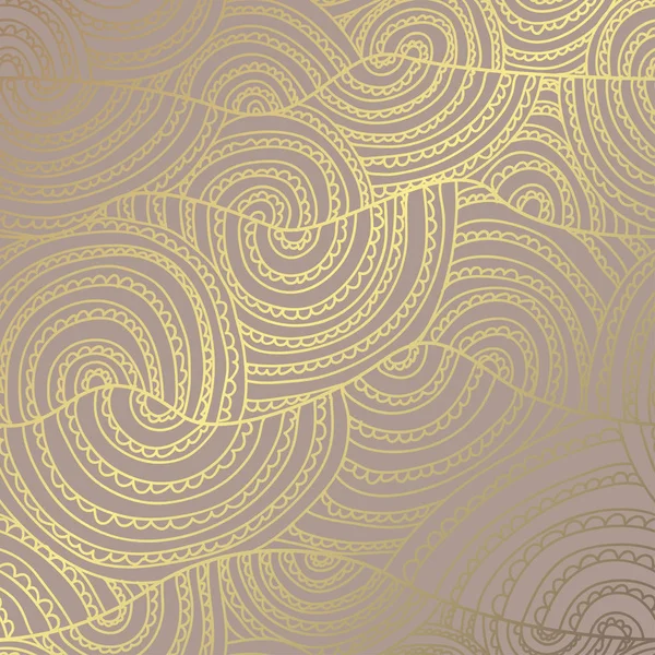 Padrão Dourado Elegante Com Ondas Decorativas Desenhadas Mão Elementos Design —  Vetores de Stock