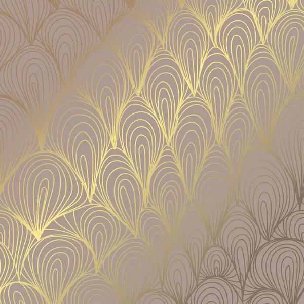 Elegant Golden Pattern Hand Drawn Decorative Waves Design Elements Floral — Stock Vector