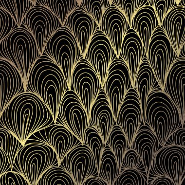 Elle çizilmiş dekoratif dalgalar, tasarım öğeleri ile zarif altın desen. Çiçek desenli davetiye, tebrik kartları, scrapbooking, baskı, hediye paketi, üretim için