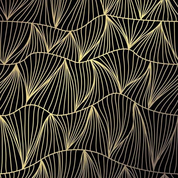 Елегантний Золотий Візерунок Намальованими Руками Декоративними Хвилями Елементами Дизайну Квітковий — стоковий вектор
