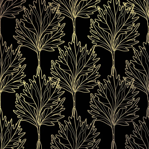 Padrão Dourado Elegante Com Mão Desenhada Folhas Decorativas Elementos Design — Vetor de Stock