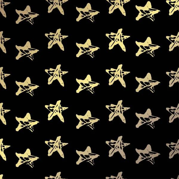 Padrão Dourado Elegante Com Estrelas Decorativas Elementos Design Padrão Grunge — Vetor de Stock