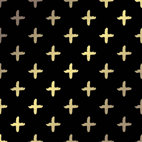Padrão Dourado Elegante Com Cruzes Decorativas Elementos Design Padrão Grunge —  Vetores de Stock