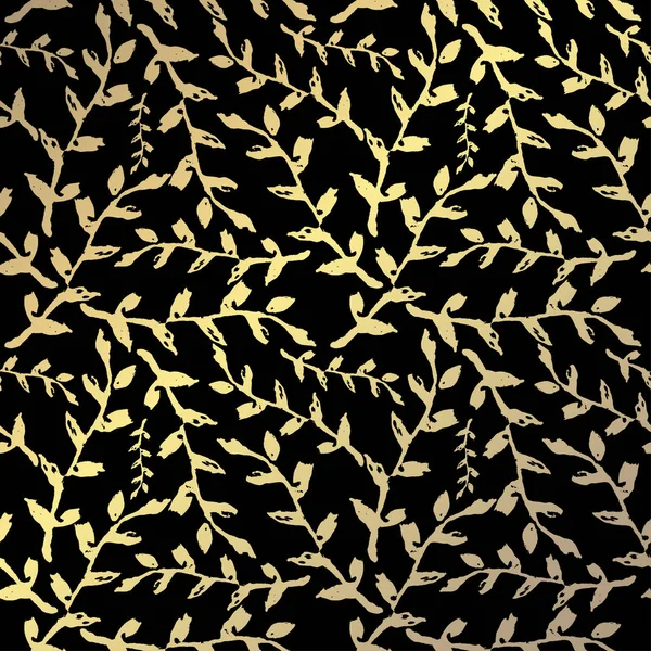 Elegancki Wzór Złoty Ręcznie Rysowane Dekoracyjne Liście Elementy Projektu Kwiatowy — Wektor stockowy