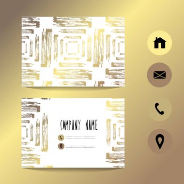 Altın süsleme, tasarım öğesi kartvizit şablonu. Kullanılabilir tebrik, düğün, rsvp kartları, afiş, davetiye, el ilanları, afişler için. Altın arka plan