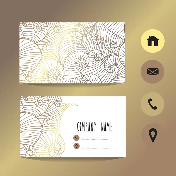 Business Card Template Golden Waves Design Element Can Used Greeting — Stock Vector