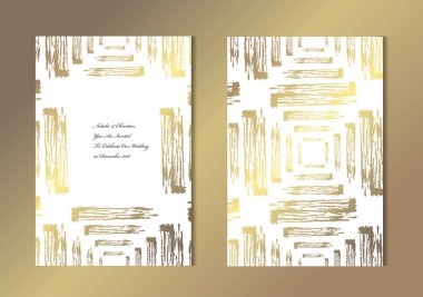 Grunge süslemeleri, tasarım öğeleri ile zarif altın kartları. Kullanılabilir düğün, bebek duş, anneler günü, Sevgililer günü, Doğum günü, rsvp kartları, davetiyeler, tebrik için. Altın şablon arka plan