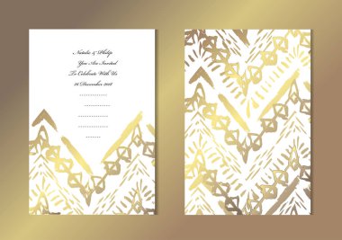 Grunge süslemeleri, tasarım öğeleri ile zarif altın kartları. Kullanılabilir düğün, bebek duş, anneler günü, Sevgililer günü, Doğum günü, rsvp kartları, davetiyeler, tebrik için. Altın şablon arka plan