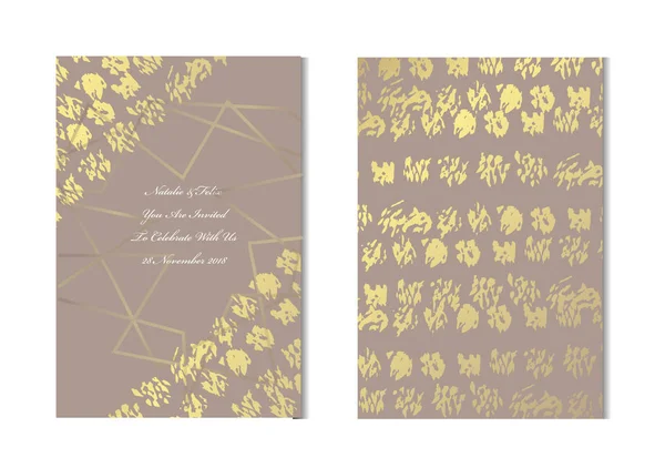 Cartões Dourados Elegantes Com Decorações Grunge Elementos Design Pode Ser — Vetor de Stock