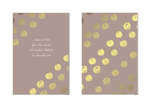 Cartões Dourados Elegantes Com Pontos Decorativos Elementos Design Pode Ser — Vetor de Stock