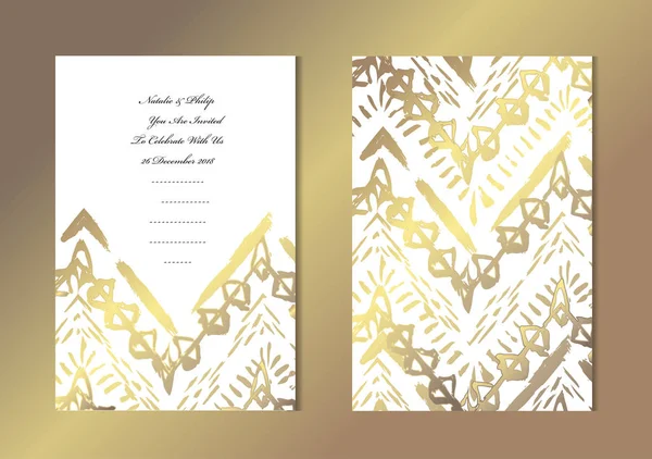 Grunge süslemeleri, tasarım öğeleri ile zarif altın kartları. Kullanılabilir düğün, bebek duş, anneler günü, Sevgililer günü, Doğum günü, rsvp kartları, davetiyeler, tebrik için. Altın şablon arka plan