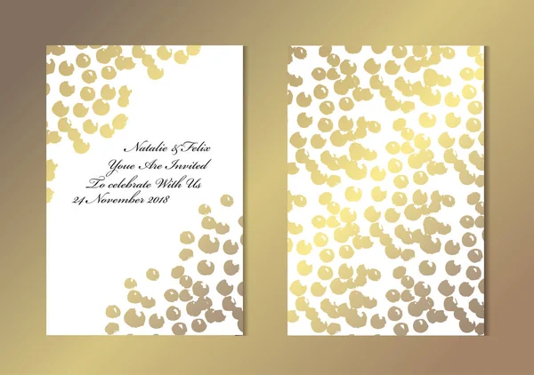 Elegant Golden Cards Decorative Dots Design Elements Can Used Wedding — Stock Vector
