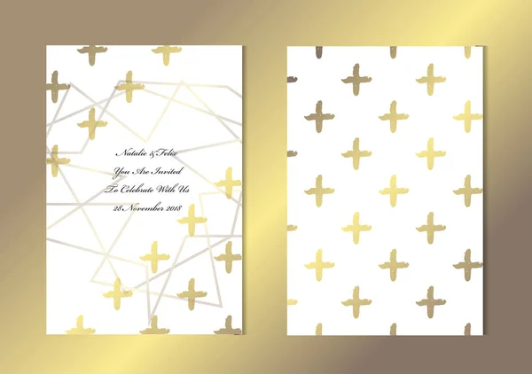 Κομψό Χρυσές Κάρτες Διακοσμητικά Σταυρούς Σχεδιαστικά Στοιχεία Μπορεί Χρησιμοποιηθεί Για — Διανυσματικό Αρχείο
