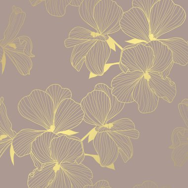 El ile zarif altın desen Dekoratif Sardunya, tasarım öğeleri çizilmiş. Çiçek desenli davetiye, tebrik kartları, scrapbooking, baskı, hediye paketi, üretim için