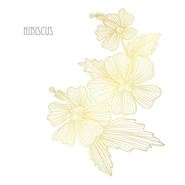 装饰芙蓉花 设计元素 可用于卡片 打印设计 金色花朵 — 图库矢量图片