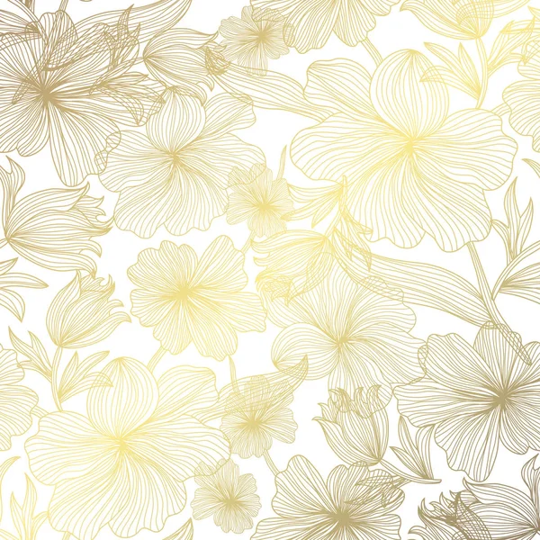 Elegantní Zlatý Vzorek Ručně Kreslenou Dekorativní Květy Designovými Prvky Květinový — Stockový vektor