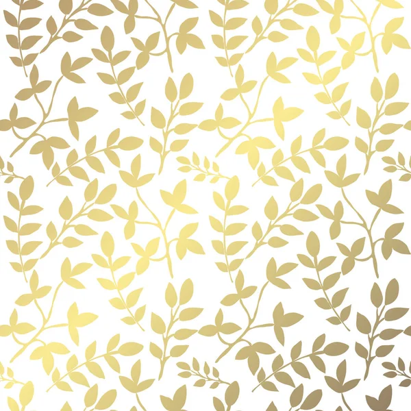 Padrão Dourado Elegante Com Mão Desenhada Folhas Decorativas Elementos Design — Vetor de Stock