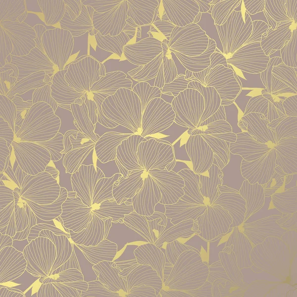 Élégant Motif Doré Avec Géranium Décoratif Dessiné Main Éléments Design — Image vectorielle