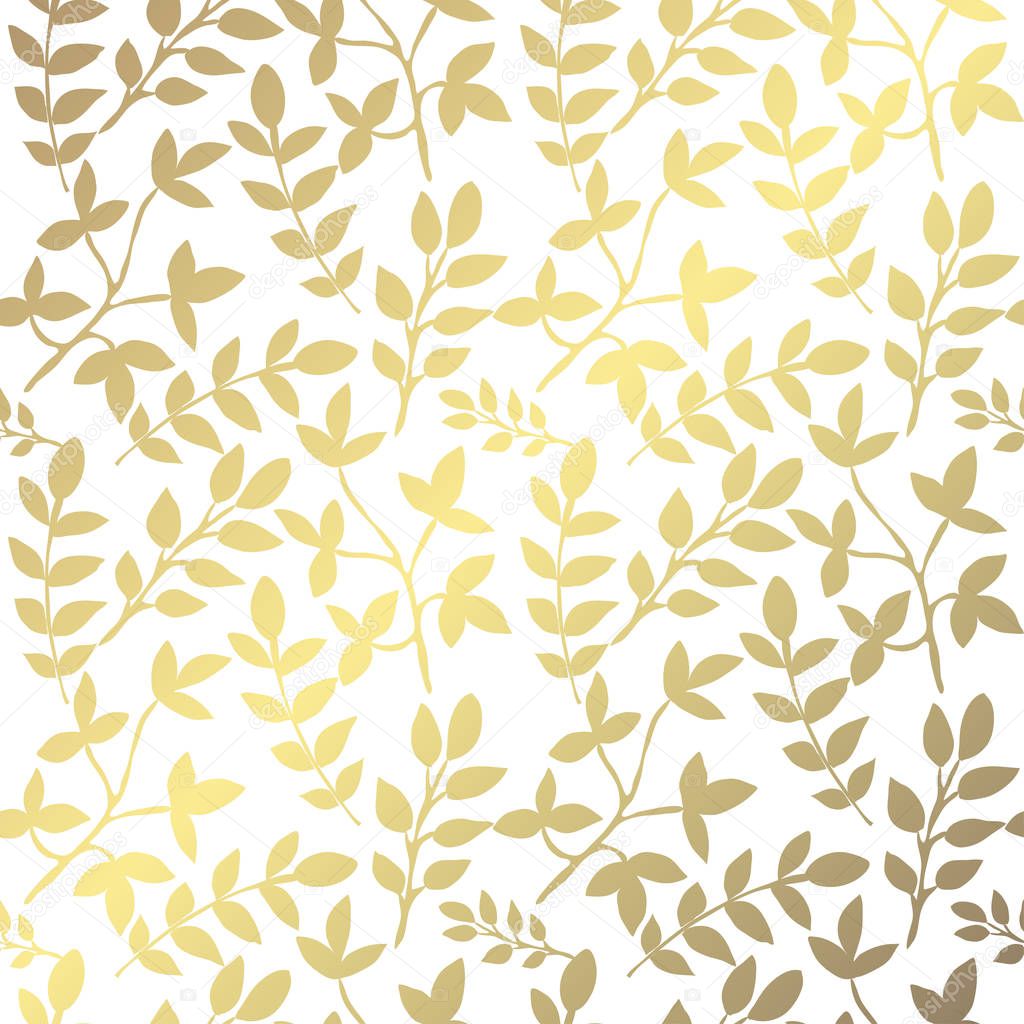 Elegant golden pattern with hand drawn decorative leaves, design elements. Floral pattern for invitations, greeting cards, scrapbooking, print, gift wrap, manufacturing