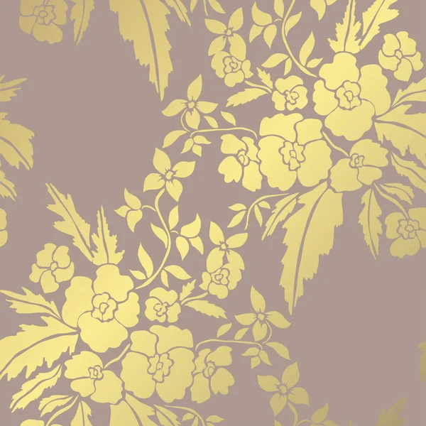Elegant Golden Pattern Hand Drawn Decorative Flowers Design Elements Floral — Stock Vector