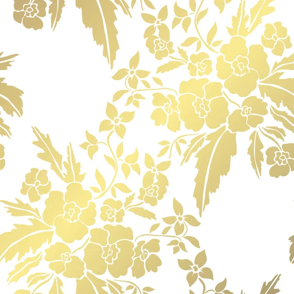 Elegancki Wzór Złoty Ręcznie Rysowane Kwiaty Ozdobne Elementy Projektu Kwiatowy — Wektor stockowy