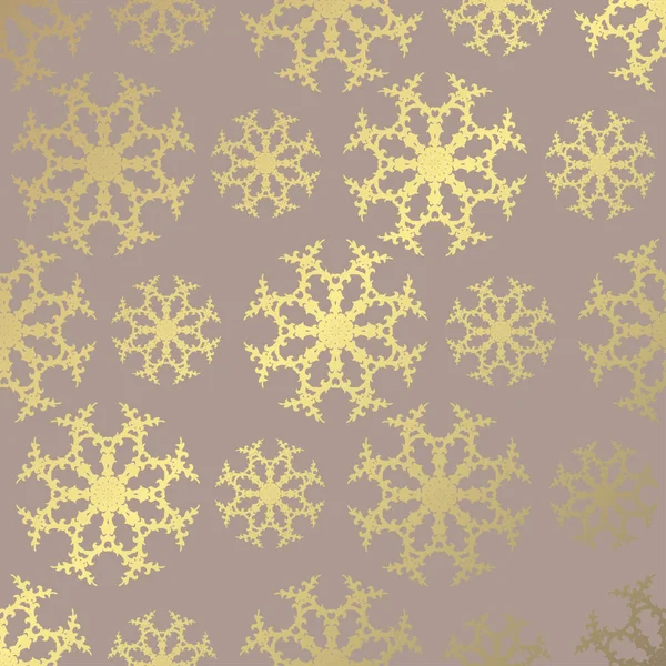 Winter Pattern Decorative Golden Snowflakes Design Element Christmas New Year — Stock Vector