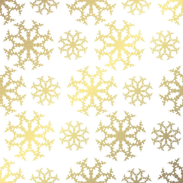 Patrón Invierno Con Copos Nieve Dorados Decorativos Elemento Diseño Fondo — Vector de stock