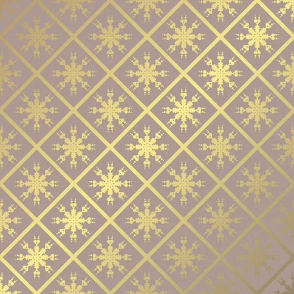 Patrón Invierno Con Copos Nieve Dorados Decorativos Elemento Diseño Fondo — Archivo Imágenes Vectoriales