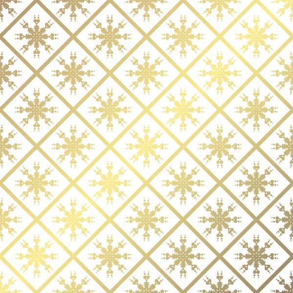 装飾的な黄金雪片 デザイン要素で冬パターン クリスマスと新年の背景 — ストックベクタ