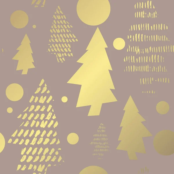 Modèle Hiver Avec Des Arbres Noël Dorés Des Éléments Conception — Image vectorielle