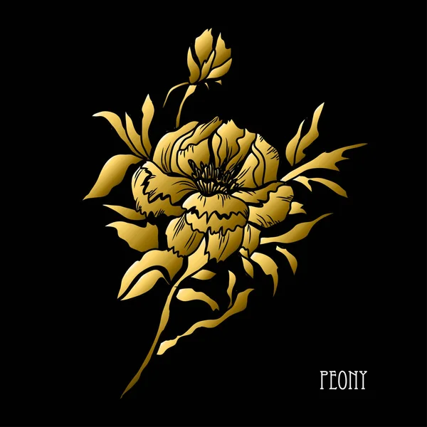 Fiori Peonia Decorativi Elementi Design Può Essere Utilizzato Carte Inviti — Vettoriale Stock