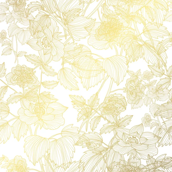 Elegantní Zlatý Vzorek Ručně Kreslenou Dekorativní Pes Roses Designovými Prvky — Stockový vektor