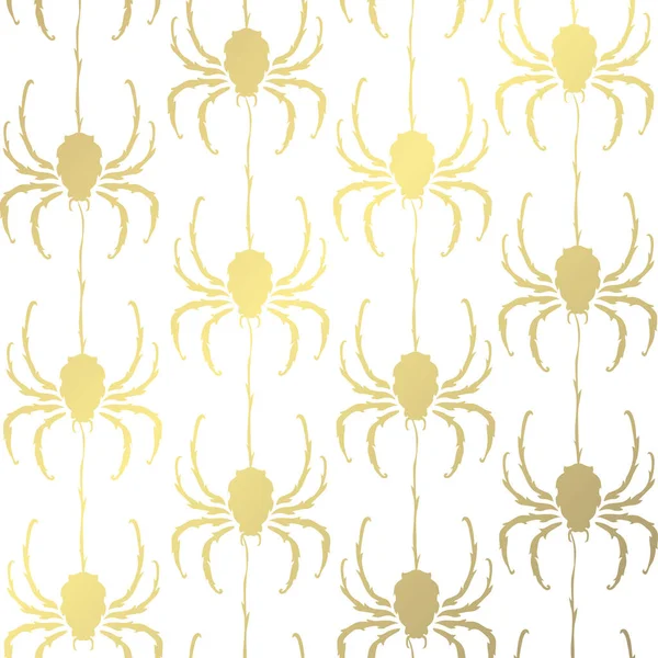 Elegant Golden Pattern Hand Drawn Decorative Spiders Design Elements Can — Stock Vector