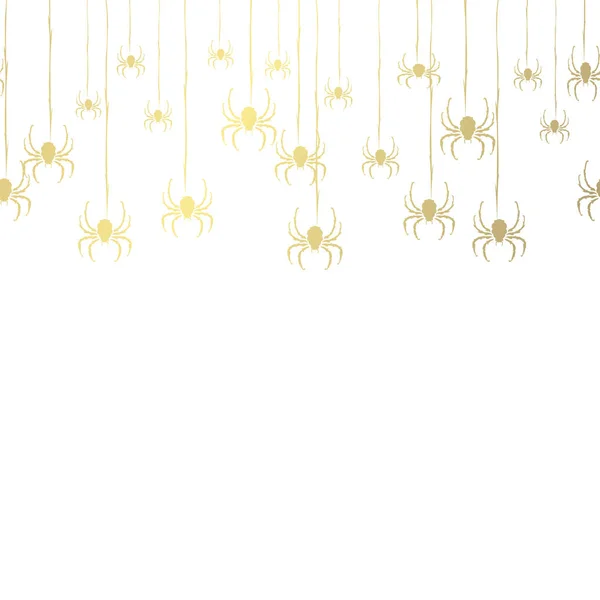Elegante Patrón Dorado Con Arañas Decorativas Dibujadas Mano Elementos Diseño — Vector de stock