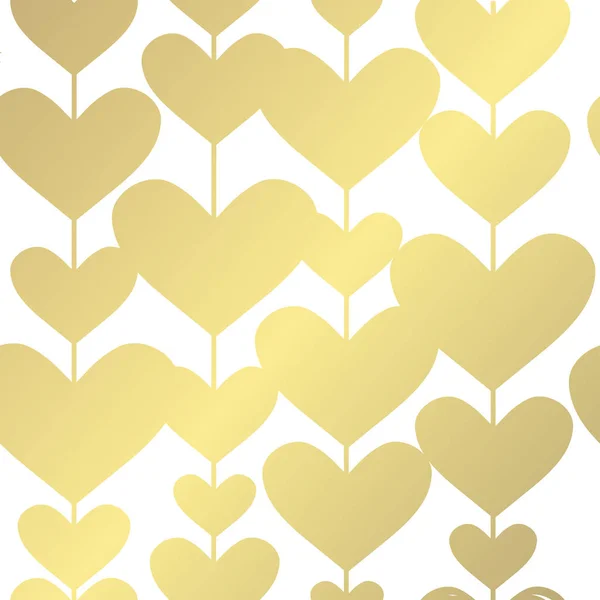 Padrão Dourado Elegante Com Corações Decorativos Elementos Design Padrão Abstrato — Vetor de Stock