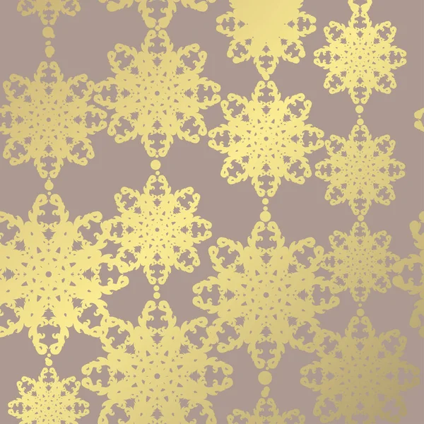 Κομψό Χρυσό Μοτίβο Διακοσμητικό Νιφάδες Χιονιού Σχεδιαστικά Στοιχεία Χειμερινό Μοτίβο — Διανυσματικό Αρχείο