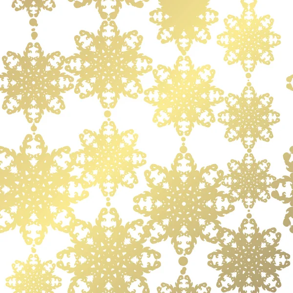 Elegante Gouden Patroon Met Decoratieve Sneeuwvlokken Ontwerpelementen Winter Patroon Voor — Stockvector