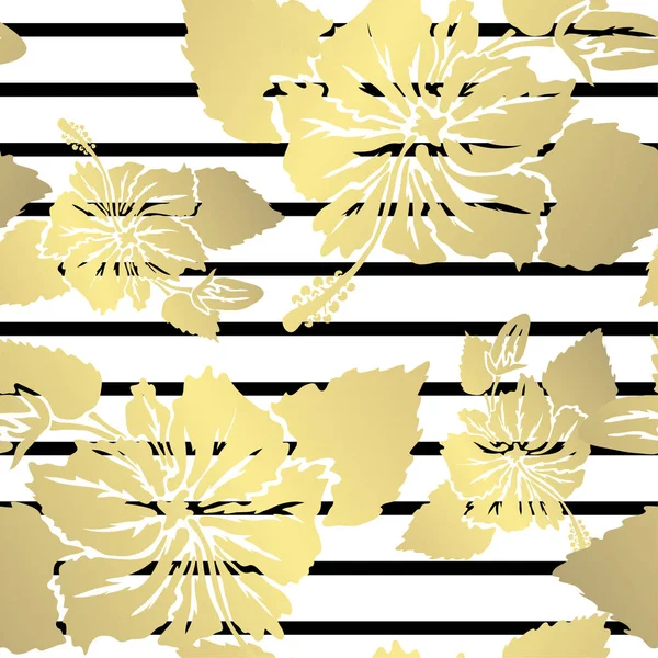 金色无缝图案 配有芙蓉花 设计元素 用于邀请 印刷品 礼品包装 纺织品 壁纸的花卉图案 — 图库矢量图片