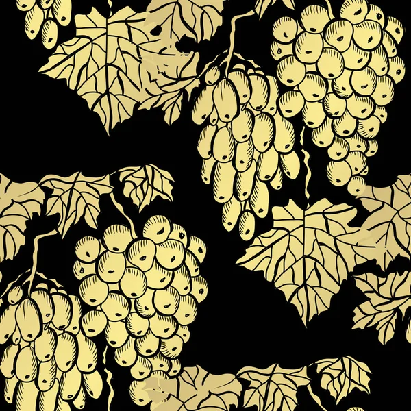 金黄无缝图案与葡萄 设计元素 用于邀请 印刷品 礼品包装 纺织品 壁纸的花卉图案 — 图库矢量图片